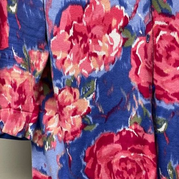 Isaac Mizrahi Live 3/4 sleeved cotton cardigan, periwinkle & pink, 1X, like new! - Picture 5 of 7